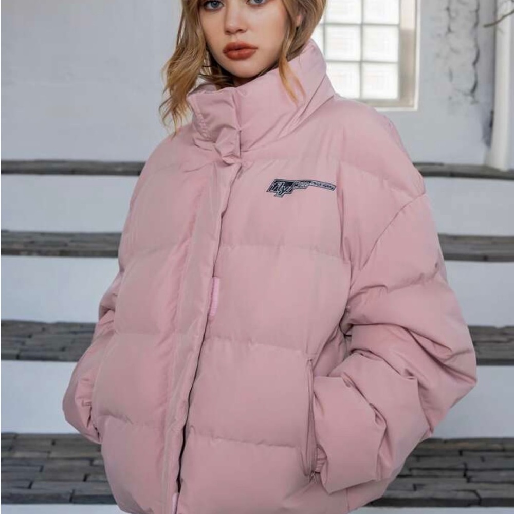 Shein COLDBREAK Letter Graphic Zip Up Puffer Coat - Picture 3 of 7